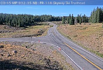 CO-65 032.35 NB FR-118 Skyway Ski Trailhead — Looking South road camera