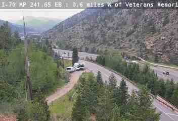 I-70 & Veterans Memorial Tunnels traffic camera, view east, Idaho Springs, Colorado