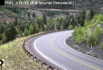 CO 145 MP 070.55 SB : 0.8 miles S of Society Dr in Telluride — Looking North road camera
