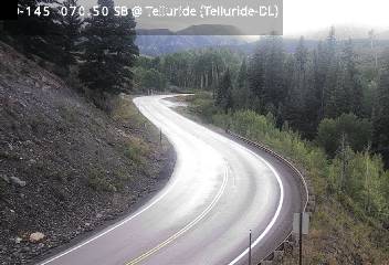CO 145 MP 070.55 SB : 0.8 miles S of Society Dr in Telluride — Looking South road camera