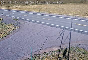 CO-149 webcam at Spring Creek Pass, Colorado, milepost 54.3: Looking at Roadway