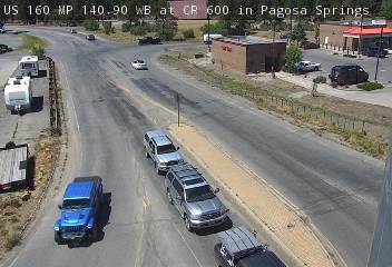 US-160 & CR 600 traffic camera, view west, Pagosa Springs, Colorado