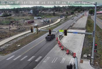 US-160 & 8th St traffic camera, view west, Pagosa Springs