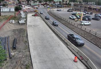 US-160 & 8th St traffic camera, view west, Pagosa Springs