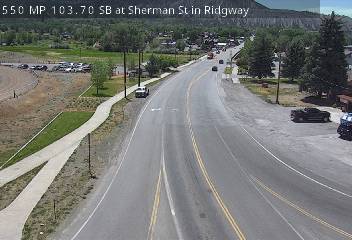 US-550 & Sherman St traffic camera, view east, Ridgway, Colorado