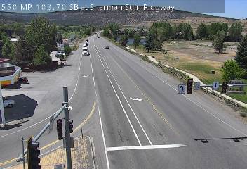 US-550 & Sherman St traffic camera, view south, Ridgway, Colorado