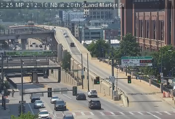 I-25 & 20th St and Market St traffic camera, view north, Denver, Colorado