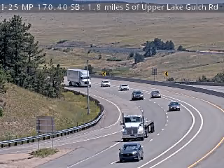I-25 & Upper Lake Gulch Rd traffic camera, view south, Larkspur, Colorado