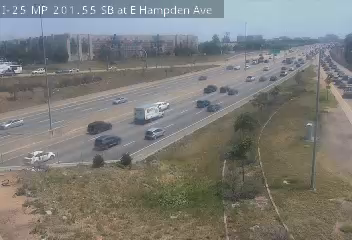 I-25 & E Hampden Ave traffic camera, view south, Littleton, Colorado