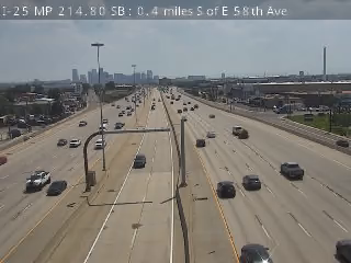 I-25 & E 58th Ave traffic camera, view south, Commerce City, Colorado