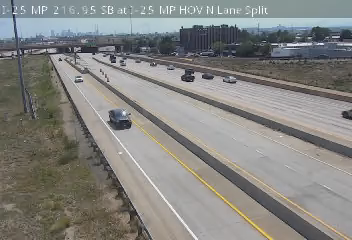 I-25 & I-25 HOV N Lane Split traffic camera, view south, Commerce City, Colorado