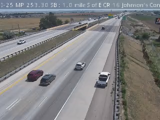 I-25 & E CR 16 Johnsons Corner traffic camera, view south, Johnstown, Colorado