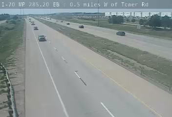I-70 & Tower Rd traffic camera, view east, Aurora, Colorado