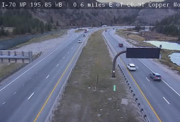 I-70 MP 195.85 WB : 0.6 miles E of CO 91 Copper Mountain road camera