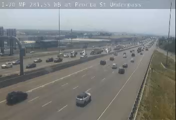 I-70 & Peoria St Underpass traffic camera, view west, Aurora, Colorado