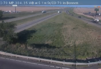 Webcam view of I-70 in Bennett, Colorado at 1st St, milepost 304