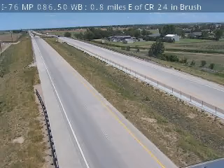 I-76 & CR 24 traffic camera, view west, Brush, Colorado