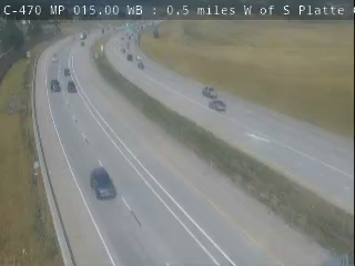C-470 & S Platte Canyon Rd traffic camera, view west, Littleton