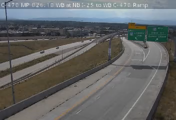 C-470 & NB I-25 to WB C-470 Ramp traffic camera, view west, Parker